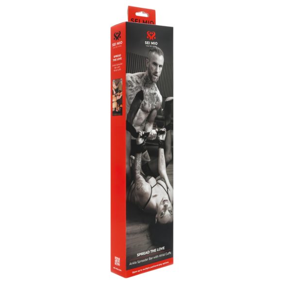 Sei Mio - barre écarteuse avec menottes (noir)