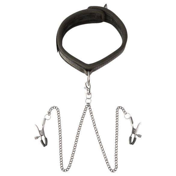 Collier et pinces à tétons noirs
