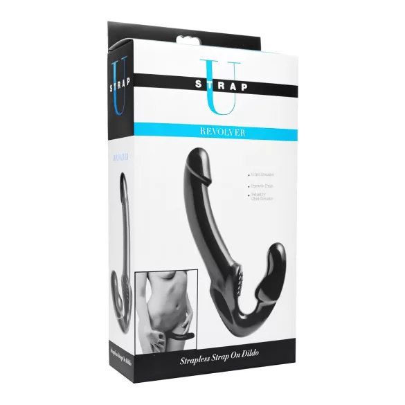 Strap U Revolver - gode ceinture sans harnais - silicone noir
