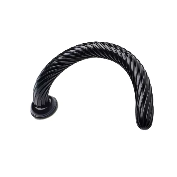 Hosed Spiral - plug anal à ventouse - forme serpent - silicone noir 19 cm