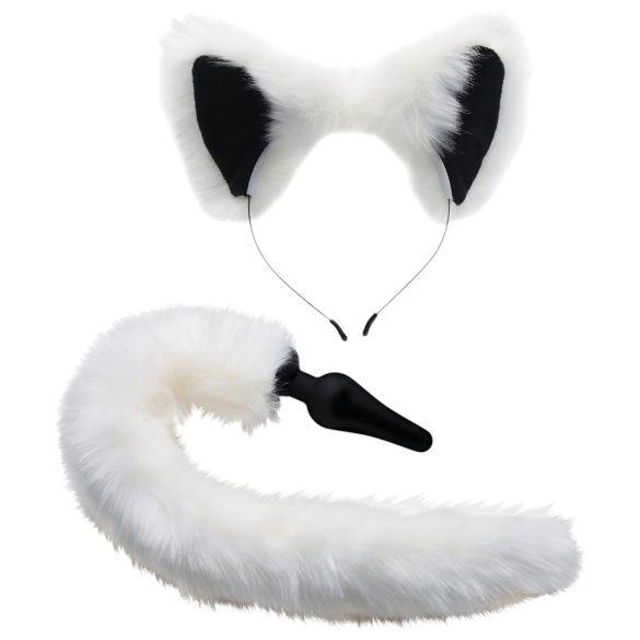 TAILZ - plug renard anal & bandeau (noir-blanc)