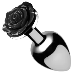   Booty Sparks Black Rose - plug anal en aluminium (argent-noir)