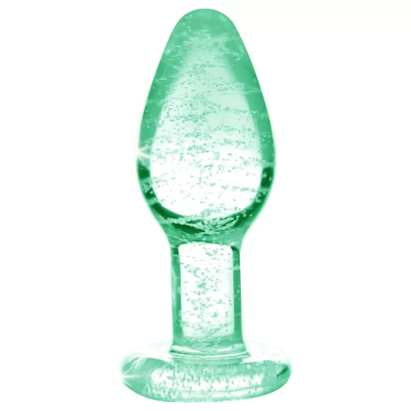 Booty Sparks Glow in the Dark L - plug anal en verre (transparent)