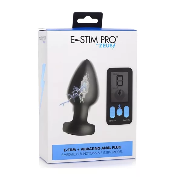 XR Brands - Zeus - plug anal vibrant E-Stim sans fil (noir)