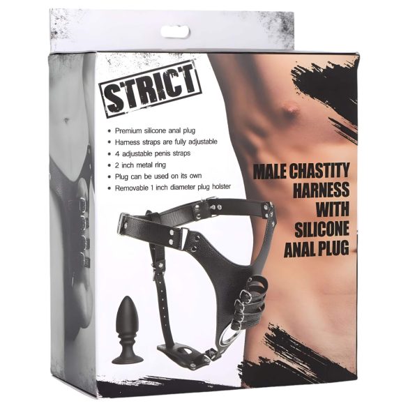 Strict - Ceinture de chasteté pour homme avec plug anal (noir)