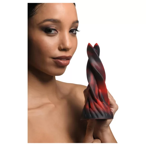 Creature Cocks Hell Kiss - gode en silicone torsadé - 19 cm (rouge)