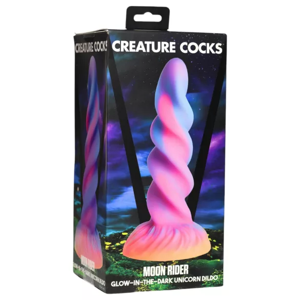 Creature Cocks Moon Rider - gode licorne lumineux - silicone violet rose