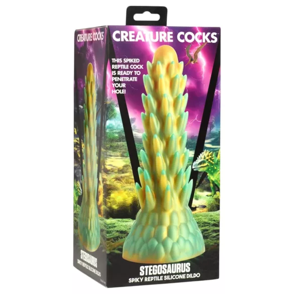Creature Cocks Stegosaurus - gode ceinture dildo réaliste - silicone vert 20cm