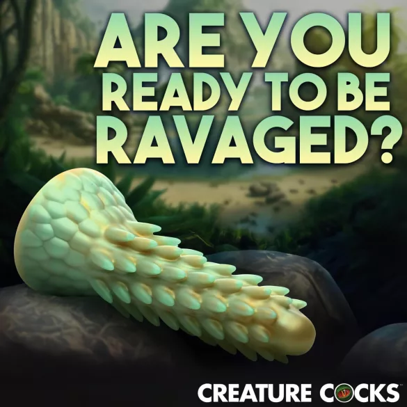 Creature Cocks Stegosaurus - gode ceinture dildo réaliste - silicone vert 20cm