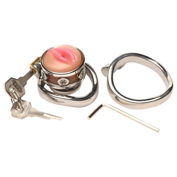 XR Brands - cage pénis avec vagin artificiel - métal argenté