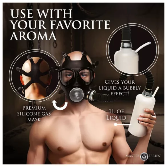 XR Brands - masque fellation et inhalateur arôme 2en1 - noir