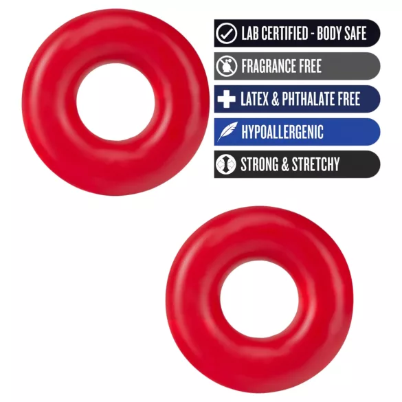 Stay Hard Donuts - anneaux péniens lot de 3 - silicone rouge
