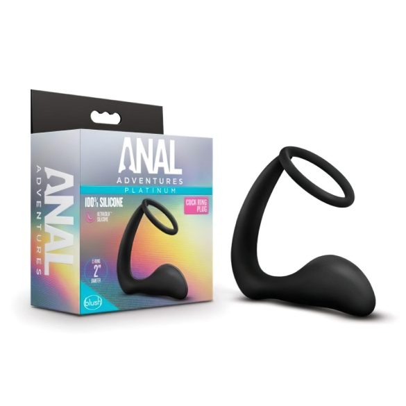 Aventures Anales Platine - dildo anal avec anneau pénien (noir)