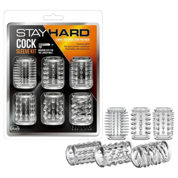 Stay Hard - kit pénis cuir - transparent (6 pièces)