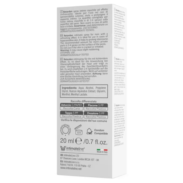 Intimateline R20 - spray retardant rafraîchissant pour hommes (20 ml)