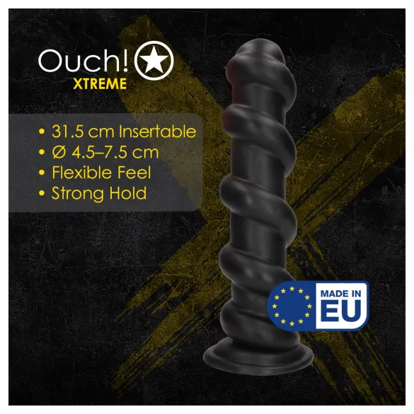 Ouch! Hole Driller - plug anal géant (noir) - 31,5 cm