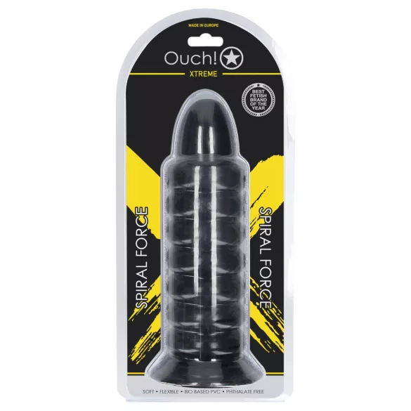 Ouch! Spiral Force - plug anal torsadé (noir) - 23,5 cm