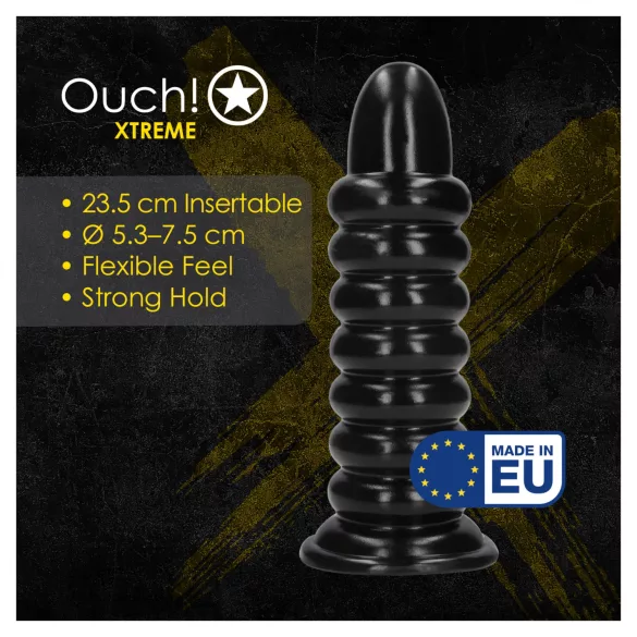 Ouch! Spiral Force - plug anal torsadé (noir) - 23,5 cm