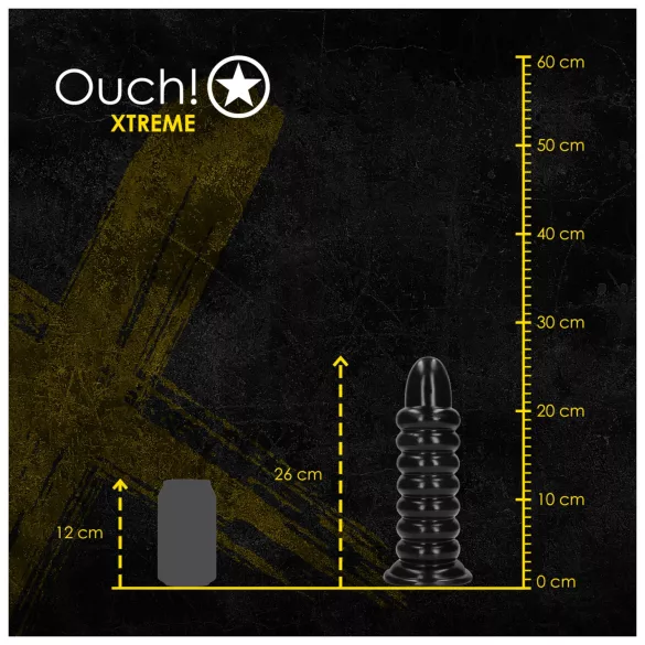 Ouch! Spiral Force - plug anal torsadé (noir) - 23,5 cm