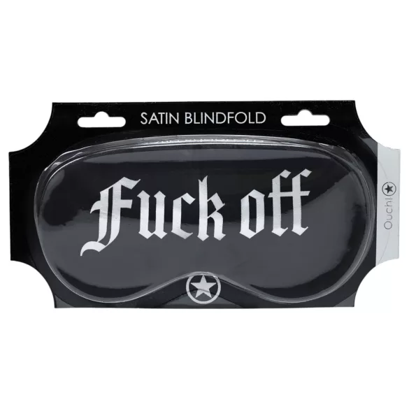 Ouch! - Masque de sommeil en satin noir avec inscription « Fuck Off »