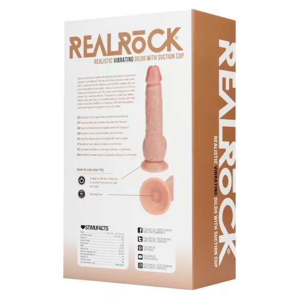 RealRock - gode ventouse réaliste vibrant - chair - 18cm