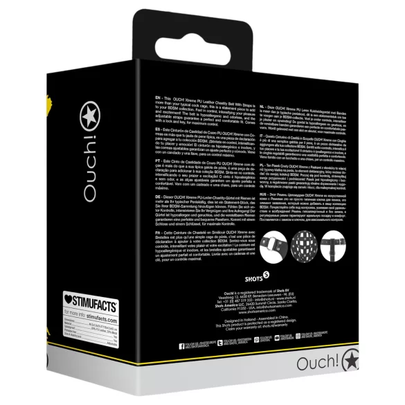 Ouch! - cage de chasteté masculine en similicuir avec cadenas (noir)