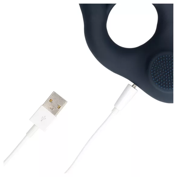 Loveline - anneau pénis vibrant avec stimulateur clitoridien - gris