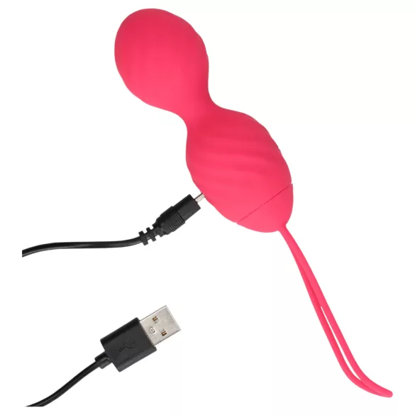 Loveline - boule de geisha vibrante rainurée - silicone rose