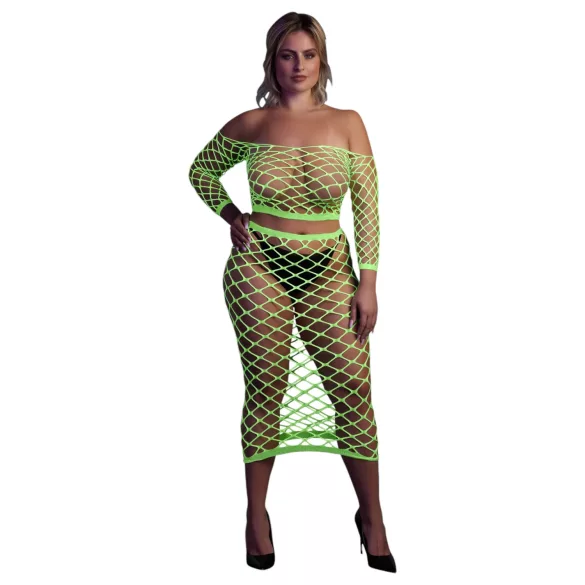 Ouch! - ensemble jupe et haut fluo - vert néon phosphorescent