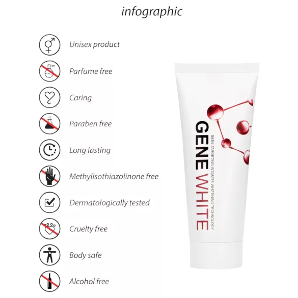 Pharmquests Gene White - crème blanchissante pour la peau (100 ml)