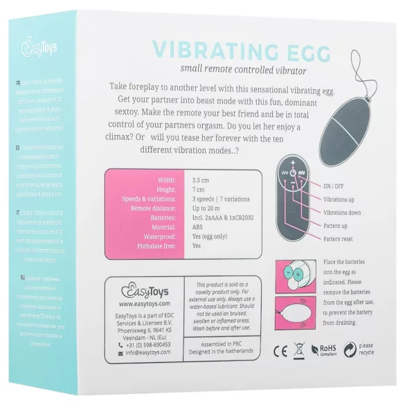 Easytoys - œuf vibrant télécommandé 7 modes - rose