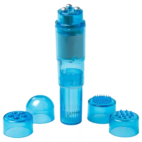 Easytoys - mini vibromasseur set - 5 accessoires - bleu