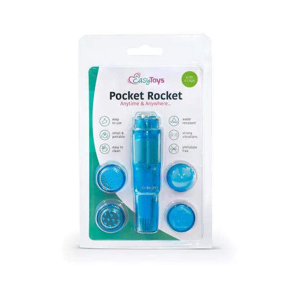 Easytoys - mini vibromasseur set - 5 accessoires - bleu