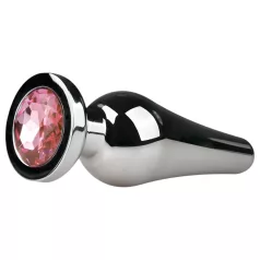   EasyToys Métal n°11 - plug anal conique à pierre rose (argenté, 3,5 cm)