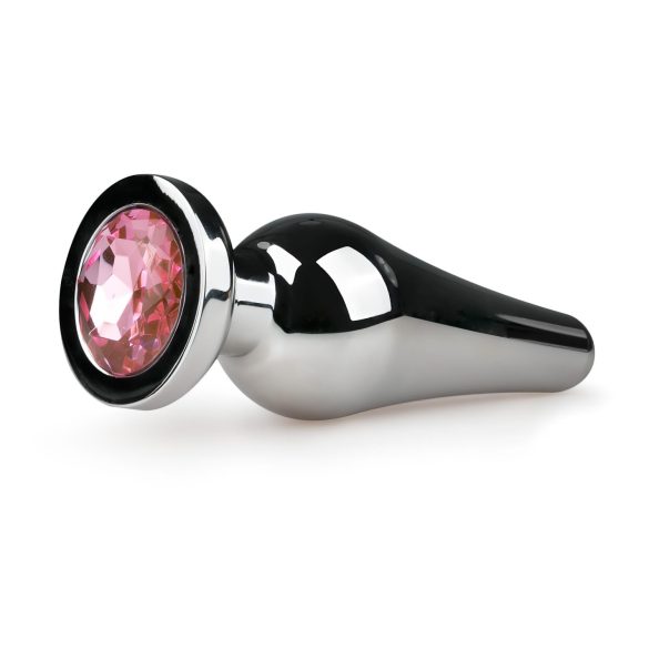 Easytoys Métal No.11 - plug anal argenté avec cristaux roses (3,5 cm)