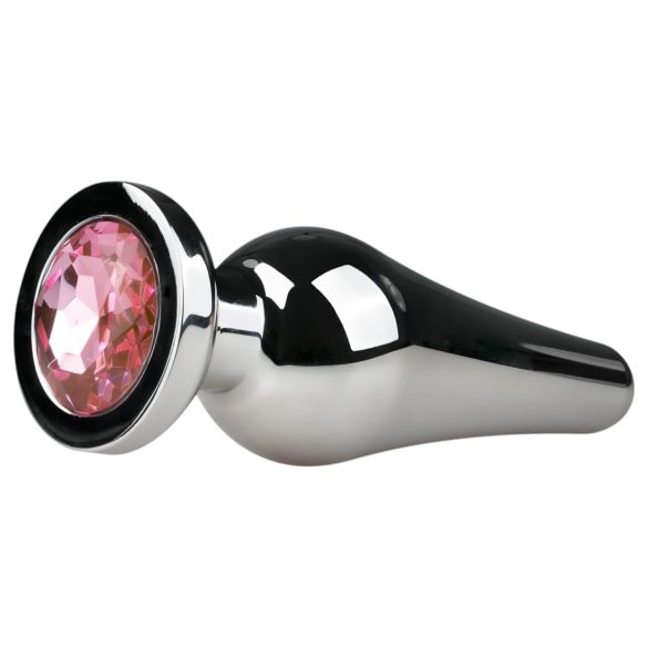 Easytoys - plug anal en métal avec bijou rose - argenté 3,5cm