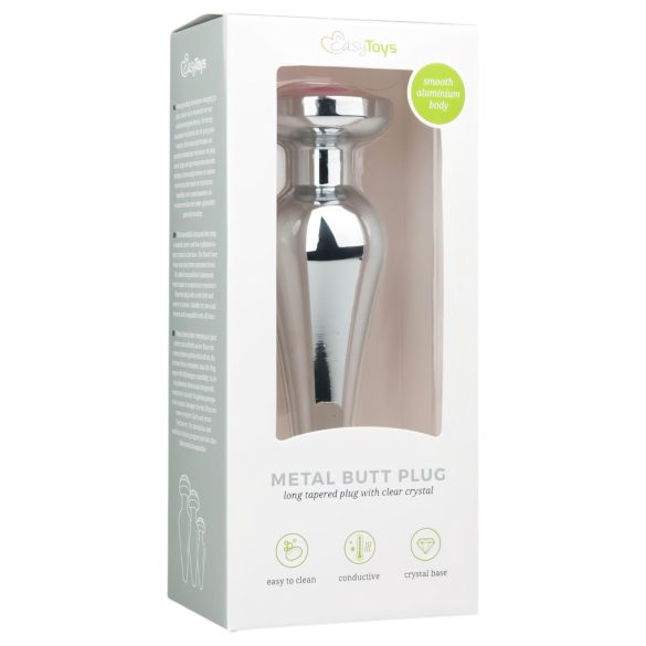 Easytoys - plug anal en métal avec bijou rose - argenté 3,5cm