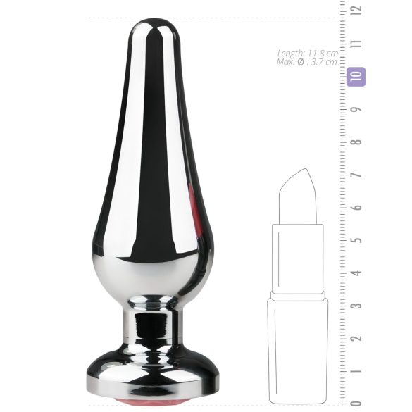 Easytoys - plug anal en métal avec bijou rose - argenté 3,5cm