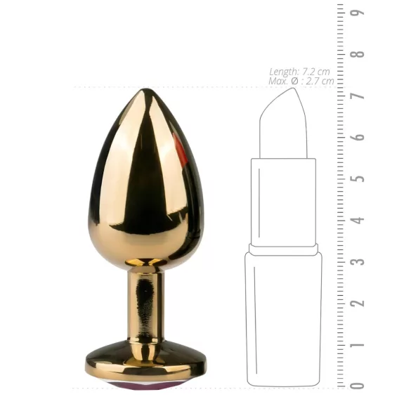 EasyToys Metal No.1 - plug anal en forme de cône avec pierre violette (doré, 2,5 cm)