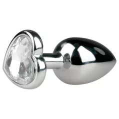   EasyToys Metal n°2 - plug anal avec pierre en forme de cœur (argent-blanc)