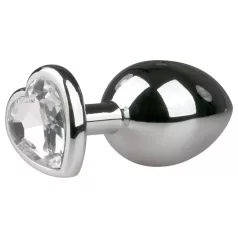   Easytoys Metal No.7 - plug anal cœur pierre blanche - métal argenté