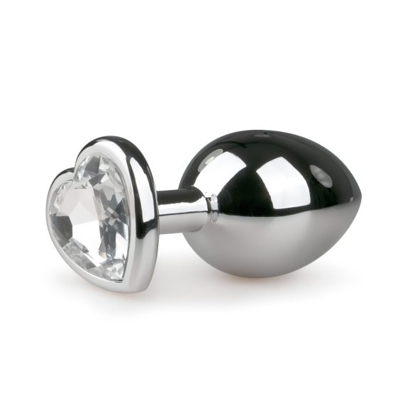 Easytoys Metal No.7 - plug anal cœur, pierre blanche - argenté