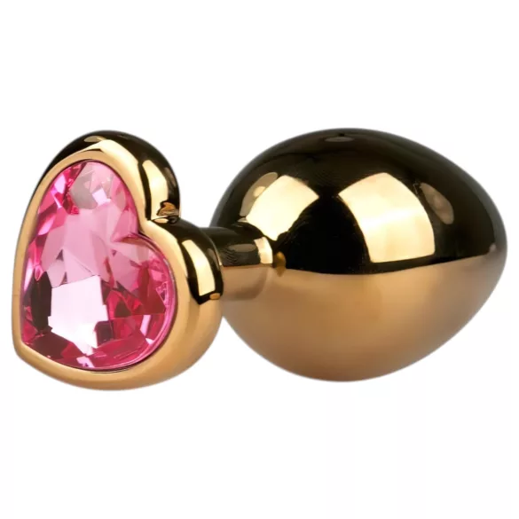 Easytoys - plug anal en métal doré - bijou rose - 3 cm