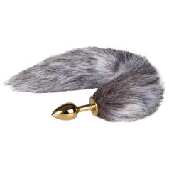   Easytoys Fox NO5 - plug anal métal queue de renard (or-argent)