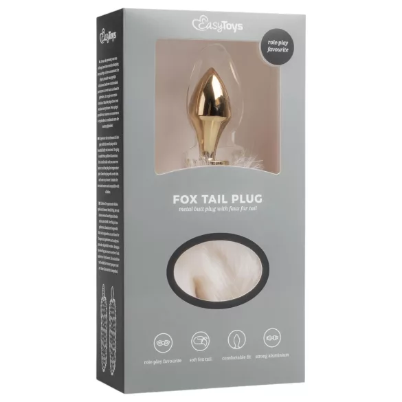 EasyToys Fox NO13 - plug anal en métal avec queue de renard, plug anal (doré-blanc)