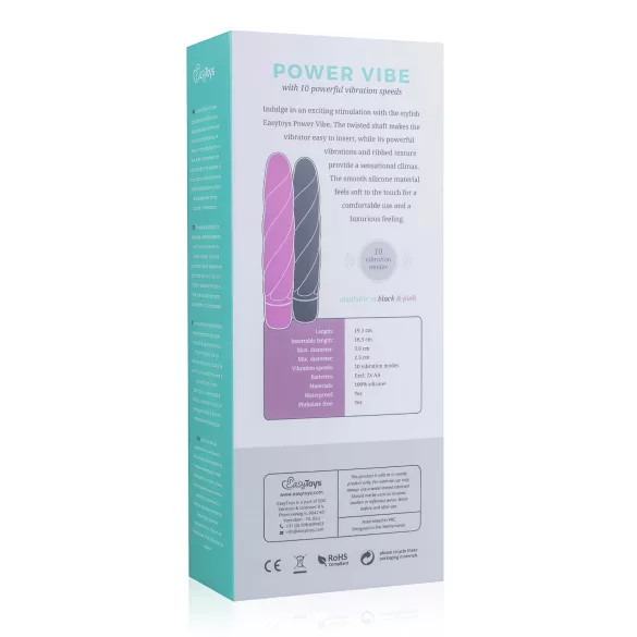 Easytoys Power Vibe - vibromasseur bâton torsadé silicone noir