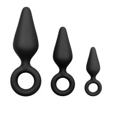 Easytoys - Set de plugs anaux à anneaux - 3 pcs (noir)