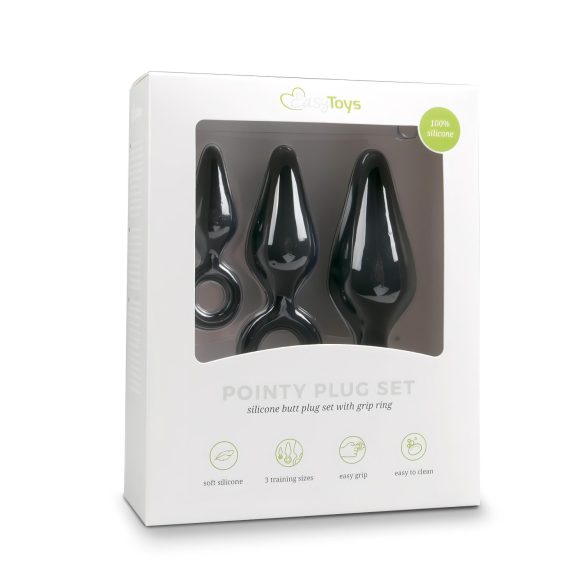 Easytoys - set de plugs anal avec anneau - 3 pièces - noir