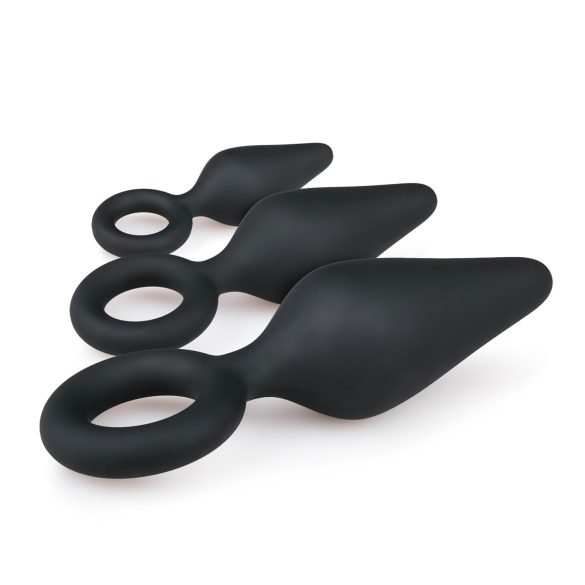 Easytoys - set de plugs anal avec anneau - 3 pièces - noir