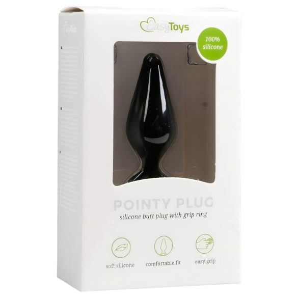 Easytoys - plug anal à anneau - taille moyenne - silicone noir